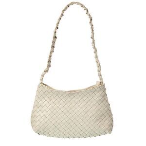 Isabella Rossetti Kaia Hand-Woven Leather Shoulder Bag, Beige